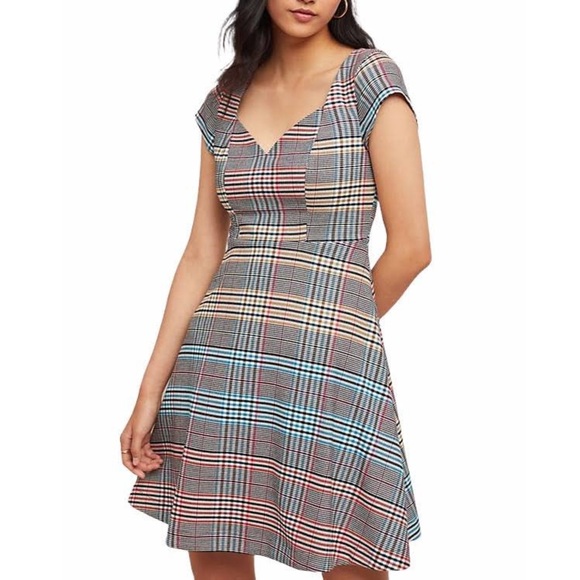 Anthropologie Moulinette Soeurs plaid‎ sweetheart fit and flare dress size 4 - Picture 1 of 8